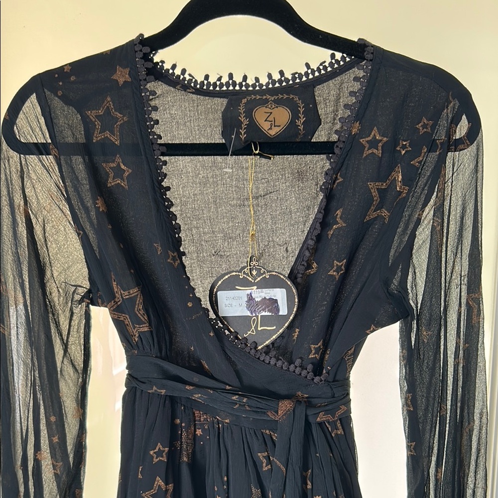 Black Sheer Star Patterned Dress
